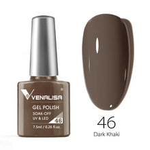 Charger l'image dans la galerie, Vernis gel Venalisa 7,5 ml – Gamme de 60 couleurs (pailletées) pour nail art et manucure – Vernis gel UV « soak-off » (dissolvable)
