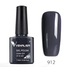 Charger l'image dans la galerie, Vernis gel Venalisa 7,5 ml – Gamme de 60 couleurs (pailletées) pour nail art et manucure – Vernis gel UV « soak-off » (dissolvable)
