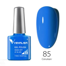Charger l'image dans la galerie, Vernis gel Venalisa 7,5 ml – Gamme de 60 couleurs (pailletées) pour nail art et manucure – Vernis gel UV « soak-off » (dissolvable)
