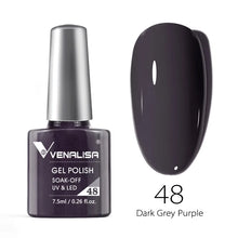 Charger l'image dans la galerie, Vernis gel Venalisa 7,5 ml – Gamme de 60 couleurs (pailletées) pour nail art et manucure – Vernis gel UV « soak-off » (dissolvable)

