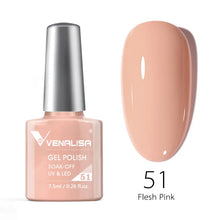 Charger l'image dans la galerie, Vernis gel Venalisa 7,5 ml – Gamme de 60 couleurs (pailletées) pour nail art et manucure – Vernis gel UV « soak-off » (dissolvable)
