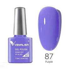 Charger l'image dans la galerie, Vernis gel Venalisa 7,5 ml – Gamme de 60 couleurs (pailletées) pour nail art et manucure – Vernis gel UV « soak-off » (dissolvable)
