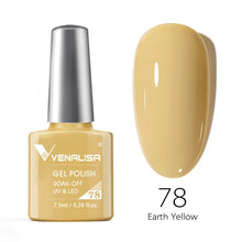 Charger l'image dans la galerie, Vernis gel Venalisa 7,5 ml – Gamme de 60 couleurs (pailletées) pour nail art et manucure – Vernis gel UV « soak-off » (dissolvable)

