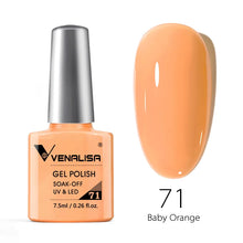 Charger l'image dans la galerie, Vernis gel Venalisa 7,5 ml – Gamme de 60 couleurs (pailletées) pour nail art et manucure – Vernis gel UV « soak-off » (dissolvable)
