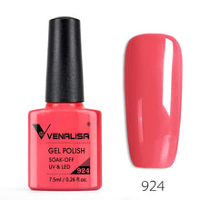 Charger l'image dans la galerie, Vernis gel Venalisa 7,5 ml – Gamme de 60 couleurs (pailletées) pour nail art et manucure – Vernis gel UV « soak-off » (dissolvable)
