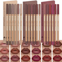 Cargar imagen en el visor de la galería, Juego de 6 delineadores de labios mate aterciopelados de larga duración, que no resecan, perfectos para delinear y rellenar los labios, adecuados para todo tipo de piel.
