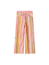 Load image into Gallery viewer, TFMLN Pantalon long pour femme – Coupe droite, jambes larges, rayures colorées et style décontracté tendance streetwear.
