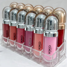 Charger l'image dans la galerie, Gloss Kiko 3D Mirror Lip Glaze original : formule waterproof, longue tenue et sans transfert ; teinte douce « pâte de haricot » (rose-brun) avec un fini brillant et lumineux.
