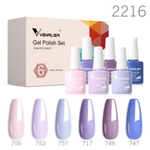 Charger l'image dans la galerie, Kit de 6 vernis semi-permanents Venalisa (Collection VIP5) – Sans HEMA – Teintes nude et rose effet « jelly » (translucide) – Soak-off (dépose facile) – Compatible UV/LED
