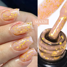 Charger l'image dans la galerie, MEET ACROSS – Gel Base Rubber 2-en-1 (7 ml) – Teintes Nude, Rose et Blanc à Paillettes – Vernis Gel pour Manucure Automne-Hiver
