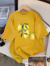Charger l'image dans la galerie, T-shirt décontracté et doux avec motif citron créatif – Haut tendance et stylé (manches courtes)

