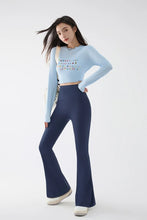 Charger l'image dans la galerie, Nouveau pantalon « Shark » évasé taille haute pour femme – Modèle d'été extensible coupe bootcut, style rétro décontracté
