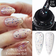 Charger l'image dans la galerie, MEET ACROSS – Gel Base Rubber 2-en-1 (7 ml) – Teintes Nude, Rose et Blanc à Paillettes – Vernis Gel pour Manucure Automne-Hiver
