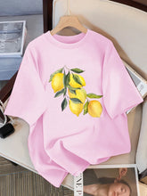 Charger l'image dans la galerie, T-shirt décontracté et doux avec motif citron créatif – Haut tendance et stylé (manches courtes)
