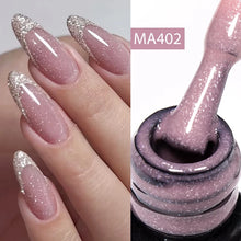 Charger l'image dans la galerie, MEET ACROSS – Gel Base Rubber 2-en-1 (7 ml) – Teintes Nude, Rose et Blanc à Paillettes – Vernis Gel pour Manucure Automne-Hiver
