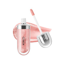 Charger l'image dans la galerie, Gloss Kiko 3D Mirror Lip Glaze original : formule waterproof, longue tenue et sans transfert ; teinte douce « pâte de haricot » (rose-brun) avec un fini brillant et lumineux.
