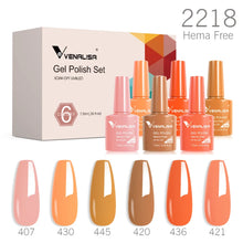 Charger l'image dans la galerie, Kit de 6 vernis semi-permanents Venalisa (Collection VIP5) – Sans HEMA – Teintes nude et rose effet « jelly » (translucide) – Soak-off (dépose facile) – Compatible UV/LED
