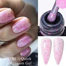 Charger l'image dans la galerie, MEET ACROSS – Gel Base Rubber 2-en-1 (7 ml) – Teintes Nude, Rose et Blanc à Paillettes – Vernis Gel pour Manucure Automne-Hiver
