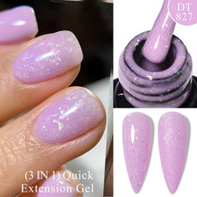Charger l'image dans la galerie, MEET ACROSS – Gel Base Rubber 2-en-1 (7 ml) – Teintes Nude, Rose et Blanc à Paillettes – Vernis Gel pour Manucure Automne-Hiver
