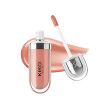 Charger l'image dans la galerie, Gloss Kiko 3D Mirror Lip Glaze original : formule waterproof, longue tenue et sans transfert ; teinte douce « pâte de haricot » (rose-brun) avec un fini brillant et lumineux.
