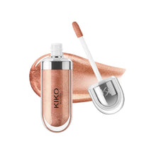 Charger l'image dans la galerie, Gloss Kiko 3D Mirror Lip Glaze original : formule waterproof, longue tenue et sans transfert ; teinte douce « pâte de haricot » (rose-brun) avec un fini brillant et lumineux.
