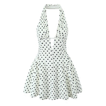 Charger l'image dans la galerie, Robe d'été YENKYE style français rétro à pois, décolleté plongeant, dos nu, coupe trapèze, élégante et moulante.
