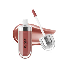 Charger l'image dans la galerie, Gloss Kiko 3D Mirror Lip Glaze original : formule waterproof, longue tenue et sans transfert ; teinte douce « pâte de haricot » (rose-brun) avec un fini brillant et lumineux.
