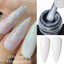 Charger l'image dans la galerie, MEET ACROSS – Gel Base Rubber 2-en-1 (7 ml) – Teintes Nude, Rose et Blanc à Paillettes – Vernis Gel pour Manucure Automne-Hiver
