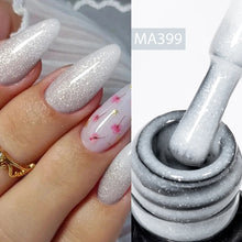 Charger l'image dans la galerie, MEET ACROSS – Gel Base Rubber 2-en-1 (7 ml) – Teintes Nude, Rose et Blanc à Paillettes – Vernis Gel pour Manucure Automne-Hiver
