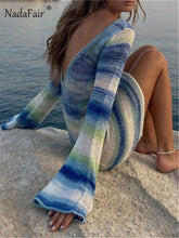 Charger l'image dans la galerie, Robe-pull courte en maille , Manches longues, tenue d'automne/printemps, robe moulante sexy dos nu
