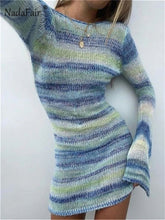 Charger l'image dans la galerie, Robe-pull courte en maille , Manches longues, tenue d'automne/printemps, robe moulante sexy dos nu
