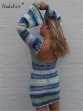 Charger l'image dans la galerie, Robe-pull courte en maille , Manches longues, tenue d'automne/printemps, robe moulante sexy dos nu
